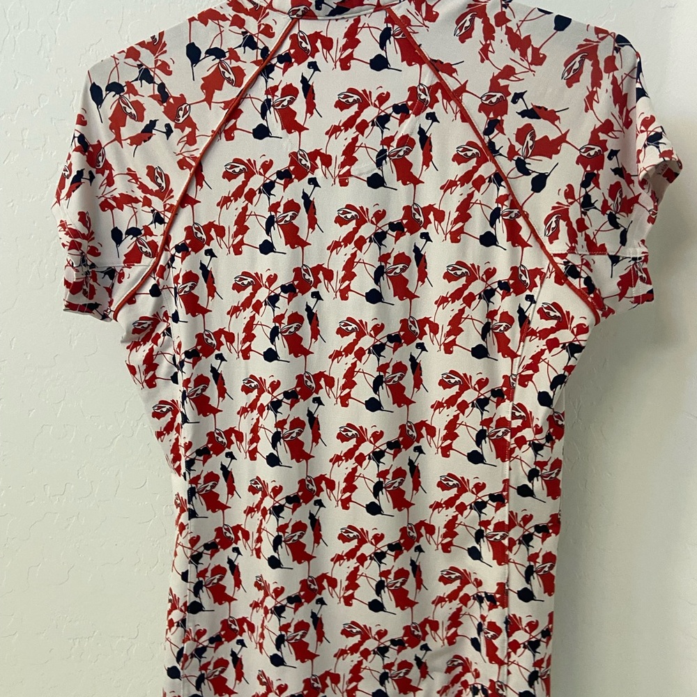 Sport Haley Red and Black Floral Short Sleeve Golf Top